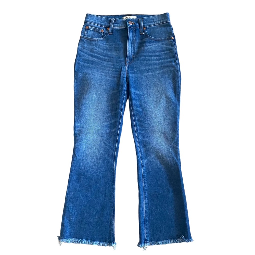 Madewell Cali Demi Boot Cut High Waist Raw Hem Stretch Jeans Womens 26